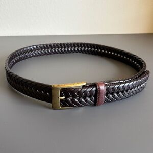 90s Dockers brown leather woven belt size 32